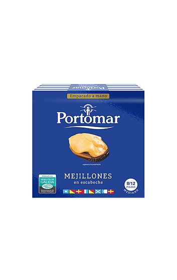 Producto: Mejillón en Escabeche 'Portomar' 8/12 Piezas Empacado a Mano