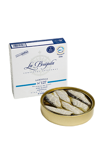 Producto: Sardinas en Aceite de Oliva Ahumado 10/15 Piezas 'La Brújula'