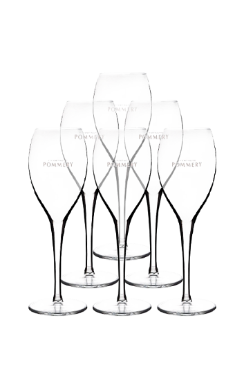 Producto: Copas para champagne Pommery serigrafiadas (x6)