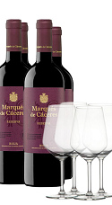 Producto: Pack Marqués de Cáceres Reserva 2018 (x4) con 4 Copas
