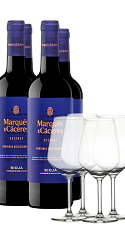 Producto: Pack Marqués de Cáceres Reserva 2020 (x4) con 4 Copas