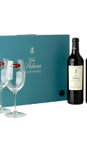 Producto: Viña Pedrosa Reserva 2021 [Wine bottles and glasses]